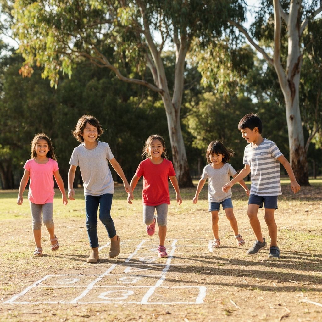 Happy Australian children playing together